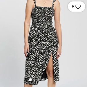 Abercrombie and Fitch Smocked Midi Dress with Slit